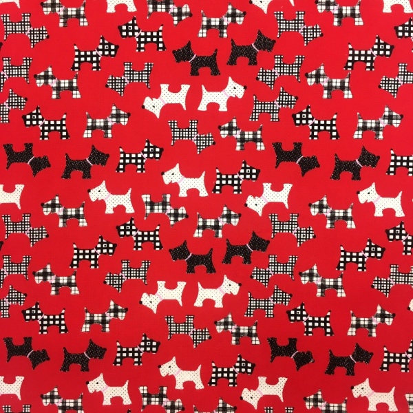 Scottie Dog Polycotton RED